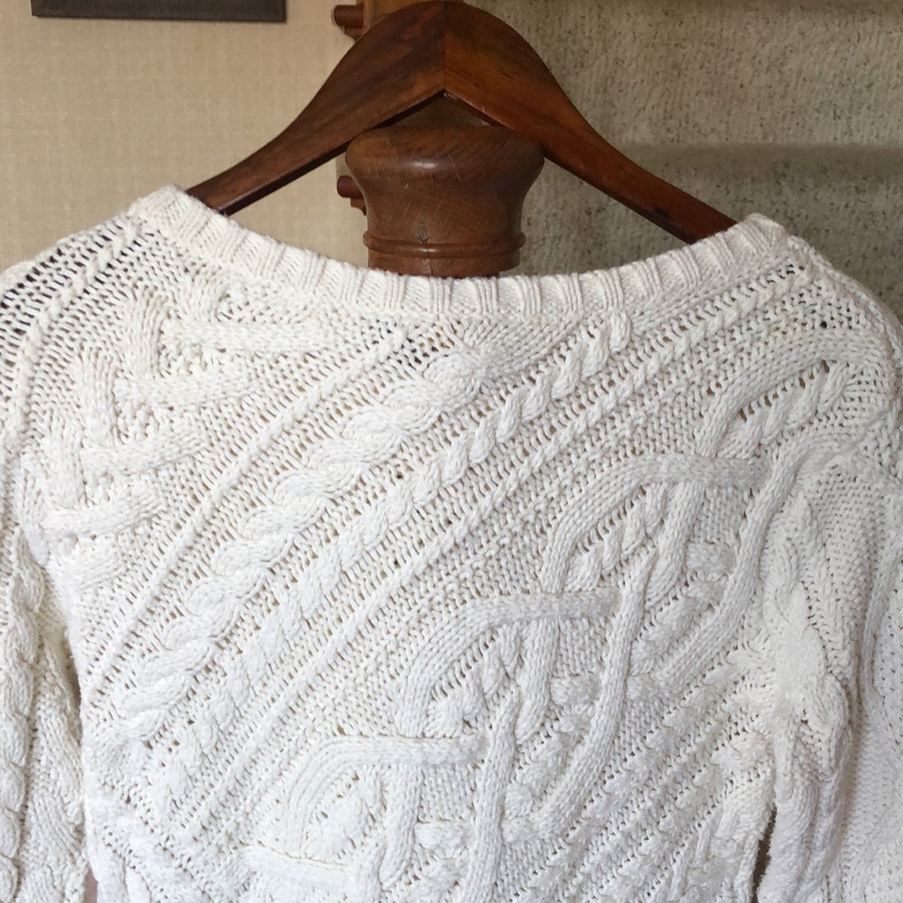 Polo Ralph Lauren White Cable Knit Pop Over Sweater - Picture 6 of 12